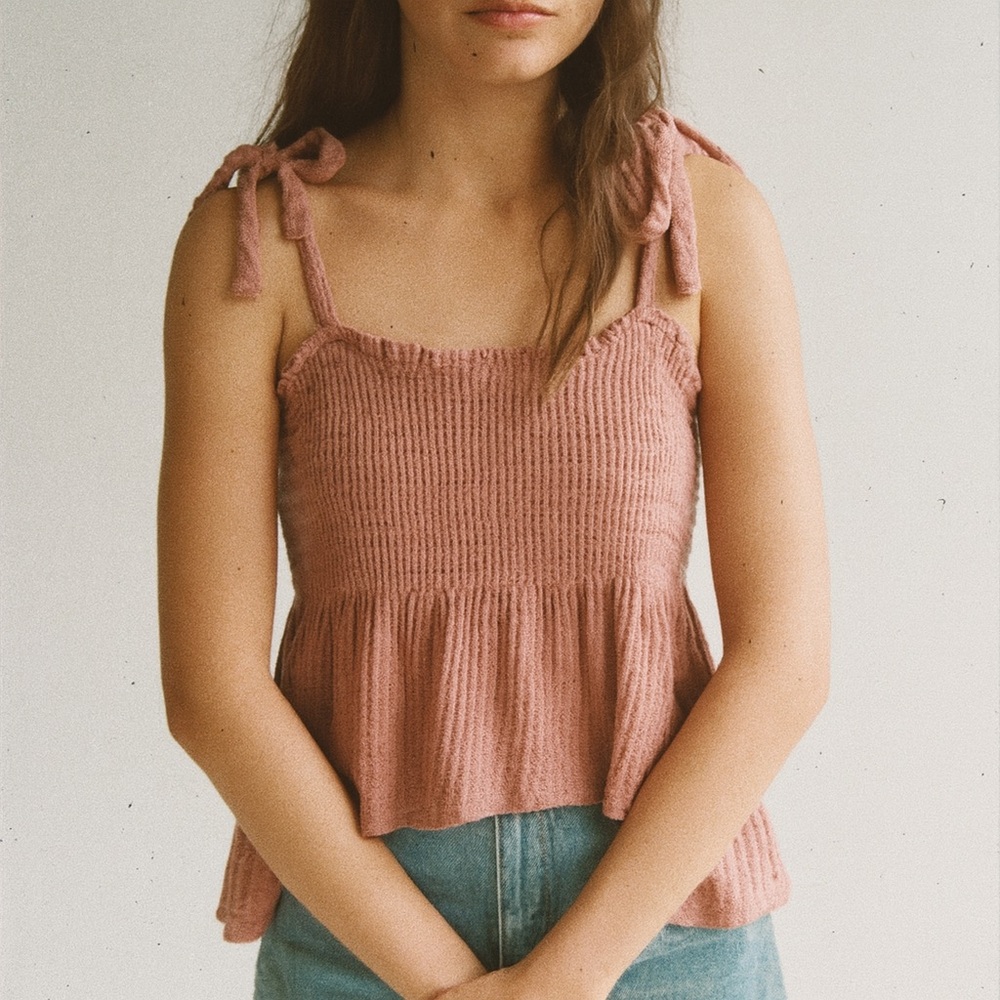 Altar’d State Dusty Rose Waffle Print Cami Tank Top L